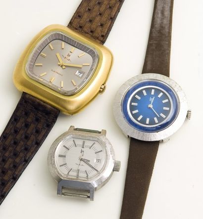 null LOT LIP (Electronic Télèvision), vers 1968/1975. 3 watches.
Montre design grande...