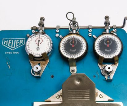 AIRAIN & DERMONT (Planche de chronométrage HEUER) vers 1967 Originale planche de...