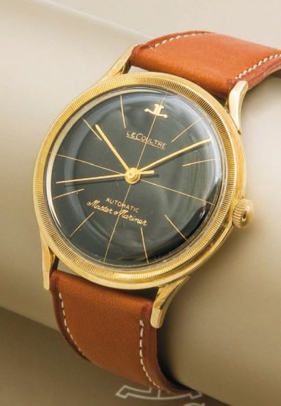 LECOULTRE (Master Mariner) vers 1960 Elégante montre ronde en plaqué or jaune (10k)...