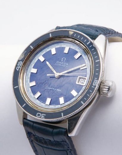 OMEGA (Seamaster 60 / Sub Blue) vers 1968 Rare montre de plongée en acier à fond...
