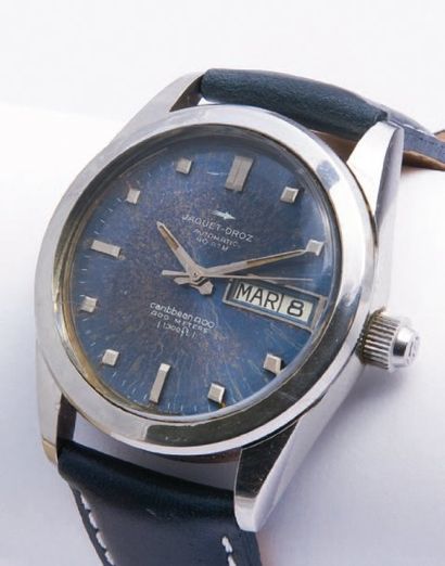 JAQUET DROZ (Caribbean 400 M) vers 1970 Elégante montre de plongeur' 400 mètres'...