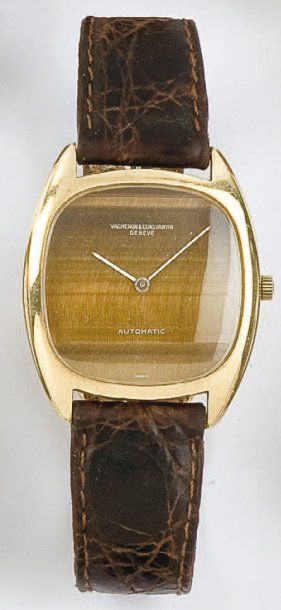 VACHERON-CONSTANTIN Télévision. Montre de poignet en or jaune, cadran oeil de tigre,...