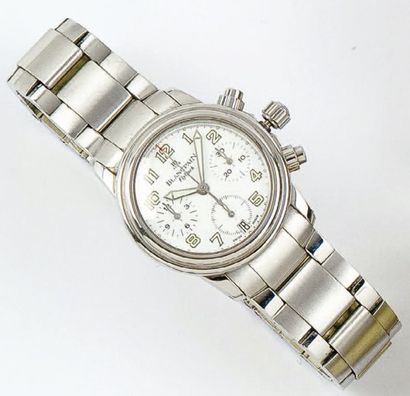 BLANCPAIN Flyback. Bracelet montre chronographe en acier, diamètre 32 mm, cadran...