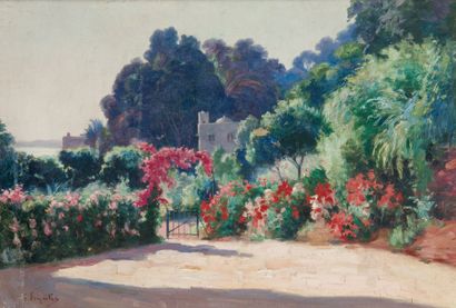 Gustave LEMAITRE (1862-1920) Villa algéroise Huile sur toile, signée en bas à gauche....