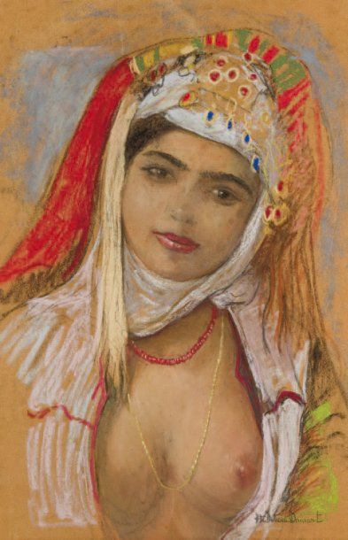 Henriette DAMART (1885-1945) Jeune marocaine Pastel, signé en bas à droite. 36 x...