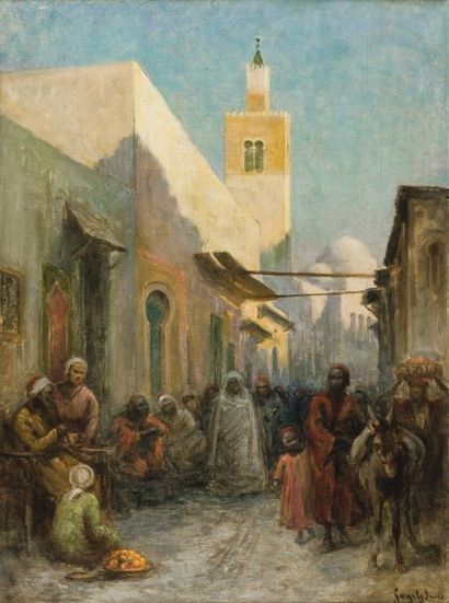 Imre GERGELY (1868-1914) Souk El Medina Huile sur toile, signée en bas à droite....