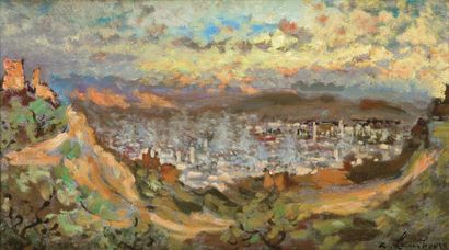 André HAMBOURG (1909 - 1999) Fez, La rose des sables Huile sur toile, signée en bas...