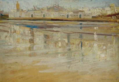 Jean Emile LAURENT (1906-?) Rabat Salé Huile sur toile, signée en bas à droite. 37...