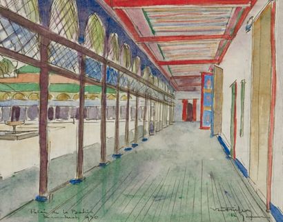 Gaston VENTRILLON (le jeune) (1897-1982) Palais de la Bahia, Marrakech Aquarelle,...