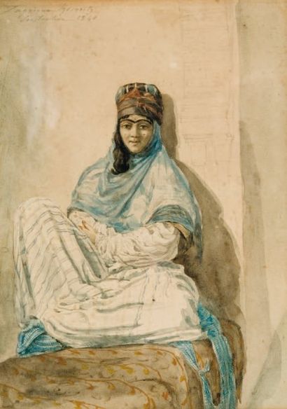 Zagriana KESANTZ (XIXème siècle) Femme de Constantine Aquarelle, signée en haut à...