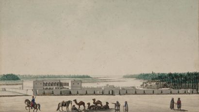 Ecole Orientaliste fin du XIXème siècle Début XXème siècle Campement devant un Fort...