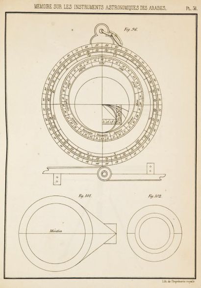 SEDILLOT (Louis Amélie). Mémoire sur les instruments astronomiques des arabes. Paris,...