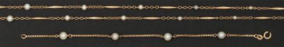 null Collier et bracelet en or jaune ornés de perles de culture.
Diamètre des perles:...