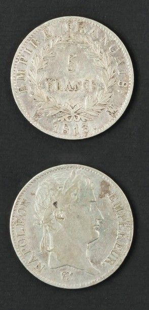 Lot de 5 pièces de 5 francs: Premier Empire....