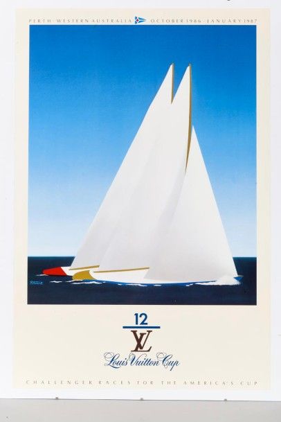 null Lot de deux affiches sous verre "Louis Vuitton America's Cup" dont une de 1988,...