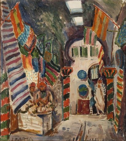 null Laszlo BARTA (1902-1961)
Le souk aux tissus, Tunis Huile sur toile, signée en...