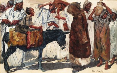 null Erich WOLSFELD (1884-1956) La dispute au marché Huile sur toile, signée en bas...