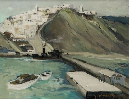 null Yvonne MARIOTTE (née en 1909) Port de Tanger Huile sur toile, signée en bas...