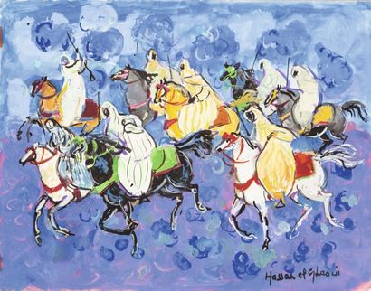 Hassan ELGLAOUI (né en 1924) Huit cavaliers...