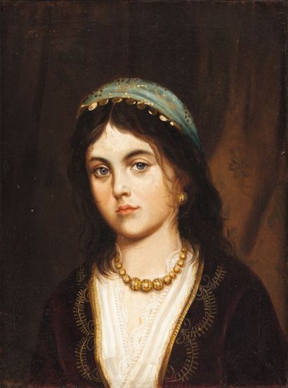 null Alexandre SVOBODA (1826-1896) Portrait d’une jeune ottomane Huile sur toile,...