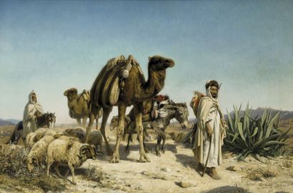 null Eugène GIRARDET (1853-1907) 


Caravane dans le désert


Huile sur toile, signée...
