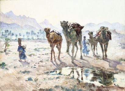 null Henri PONTOY (1888-1968) Retour du désert Huile sur toile, signée en bas à droite....