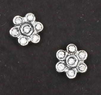 null Paire de boutons d'oreilles «Fleurs» en or gris entière­ment sertis de diamants...