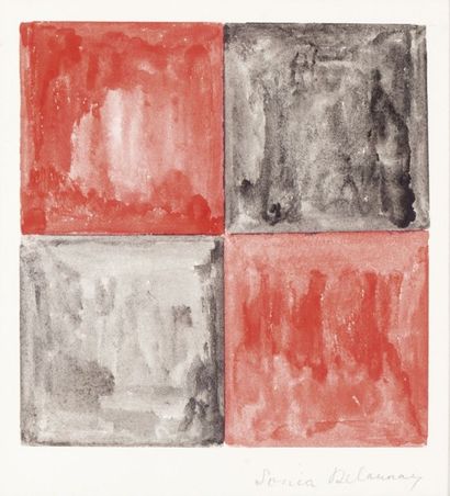 Sonia DELAUNAY (1885-1979) Composition Aquarelle, signée en bas à droite. 15 x 14,5 cm...