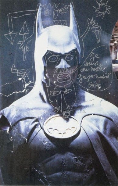 Robert COMBAS (Né en 1957) Batman Collage photographique et rehauts de crayon argenté...