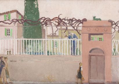 Maurice DENIS (1870-1943) Lucques, le jardin suspendu, vers 1931 Huile sur carton,...