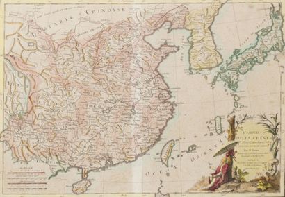 null Gravure polychrome, représentant la carte de « L’Empire de La Chine », par M....