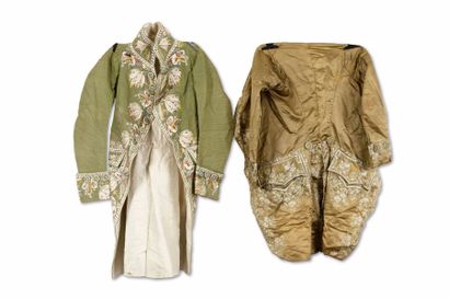 null Deux redingotes, France Two antique French silk frocks (redingote), France Les...