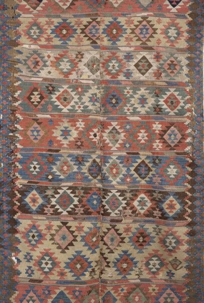 null Lot de deux kilims d’Anatolie, Empire ottoman A lot of 2 Anatolian Kilims, one...