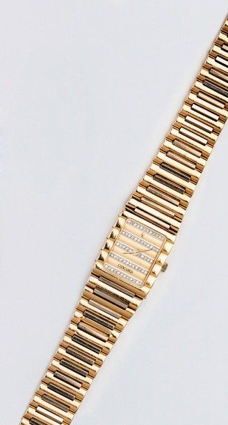 null CONCORD - Bracelet-montre de dame en or jaune, cadran or et diamants, mouvement...