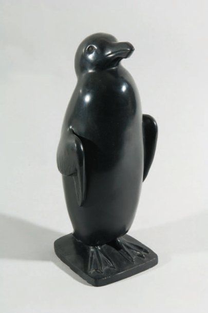 David MESLY (1918-2004) Manchot «Seabird» Bronze à patine noire signé et numéroté...