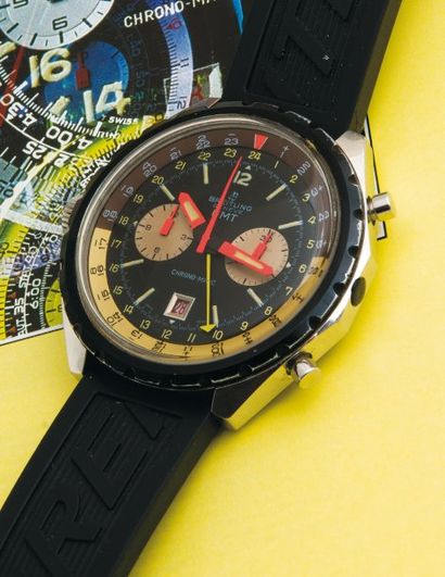 BREITLING GENEVE (Chronographe GMT Réf. 2115), vers 1967 Chronographe de pilote GMT....