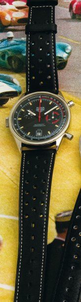 HEUER (Chronographe Monza), vers 1976 Chronographe de course en acier de la mythique...