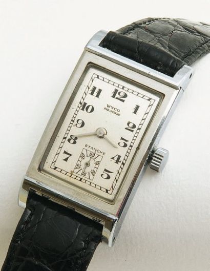 WYCO (Rectangle Art Déco), vers 1940 Grande montre unisexe rectangulaire à facette...