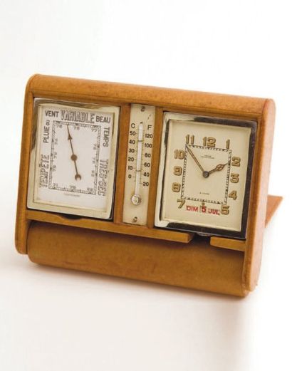 JAEGER (Pendulette de bureau ADOS / Baromètre -Thermomètre), vers 1958 Pendulette...
