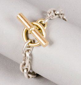 HERMÈS Paris Bracelet «Chaîne d'ancre» en argent, fermeture bâtonnet et anneau en...