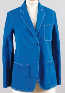 HERMÈS Paris Somptueuse veste en velours agneau bleu Klein, agrémenté de surpiqures...