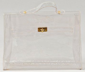 HERMÈS Paris made In France Sac «Kelly» en plastique transparent «Voyage au pays...