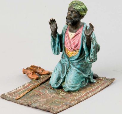 Franz Xavier BERGMAN (1861-1936). Bronze de Vienne, début XXe siècle La prière Epreuve...