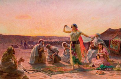 Otto PILNY (1866-1936) La danseuse du désert, 1913 Huile sur toile, signée en bas...
