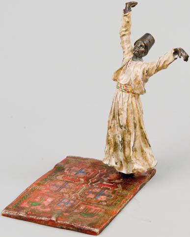 Ecole autrichienne. Bronze de Vienne, début XXe siècle Derviche tourneur sur un tapis...