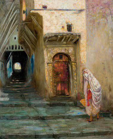 Alfred DABAT (1869-1935) Dans la casbah d'Alger Huile sur toile, signée et datée...