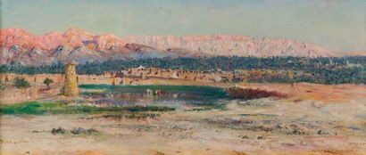 Maxime NOIRE (1861-1927) L'oasis du Ksar Zenaga Huile sur toile, signée en bas à...