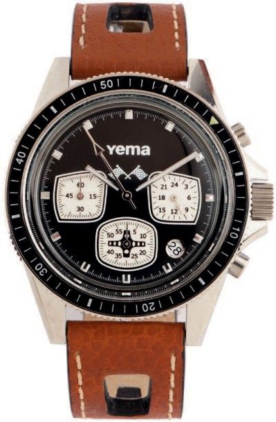 YEMA «Rallye Graf» vers 2000
Beau chronographe bracelet en acier. Boitier rond, lunette...