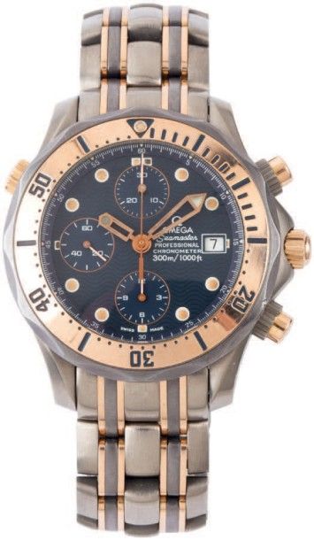 OMEGA «Seamaster 300» vers 2010
Beau chronographe bracelet en titane et or. Boitier...