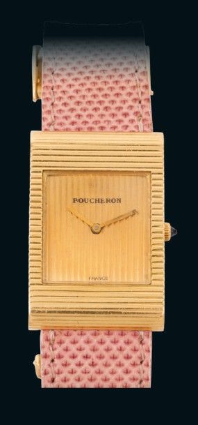 BOUCHERON «Refl et» N°75324 vers 1960
Montre bracelet de dame en or Boîtier rectangle...